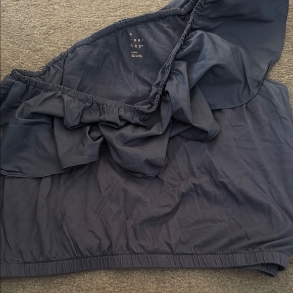 One-Shoulder Ruffle Top in Cool Blue Color - Picture 3 of 3